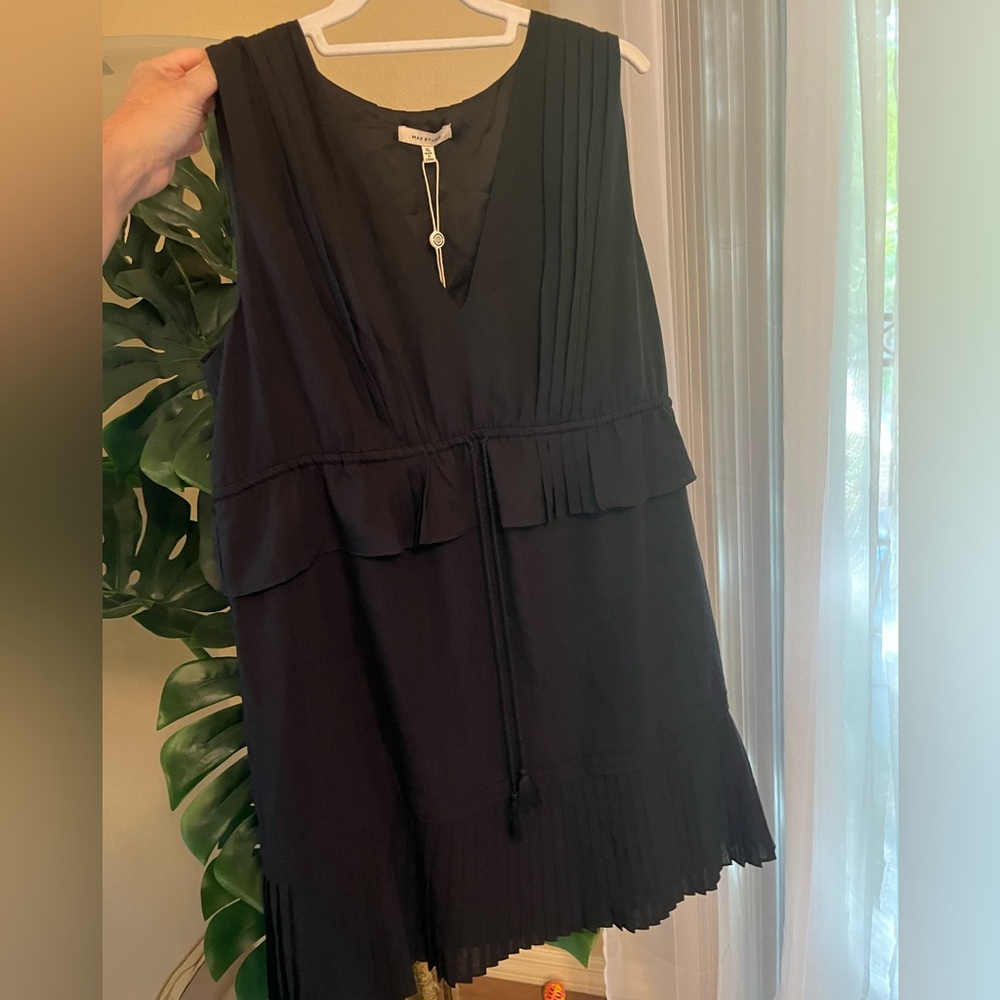 NWT Black Max Studio ruffle pleated cinched-waist dress XL women’s